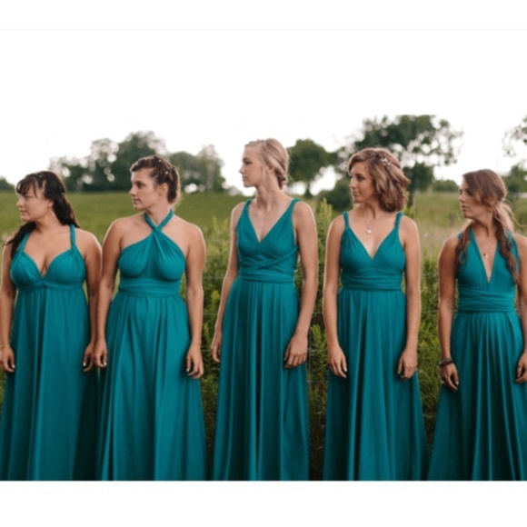 Long Green Multi Wear Convertible Dress NWOT - Picture 2 of 2